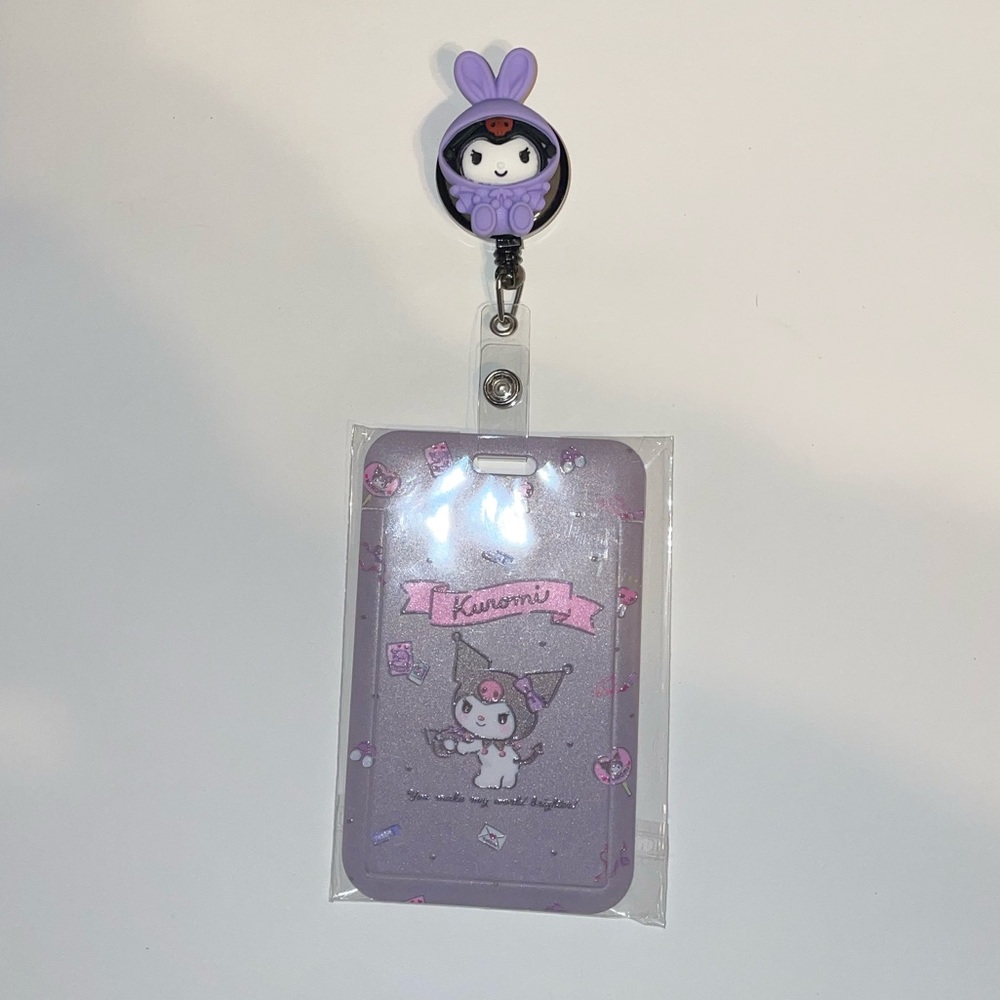 Hello kitty KUROMI ID holder with lanyard NWT